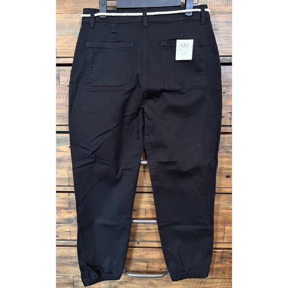 L.T.J Letter To Juliet Women's Crop Zip Ankle Utility Joggers in Black Sz L NWT - Picture 2 of 12